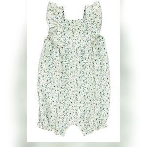 Floral Baby Romper with Ruffle Sleeves ~12M